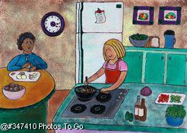 Illustration: Helping Mom in the kitchen